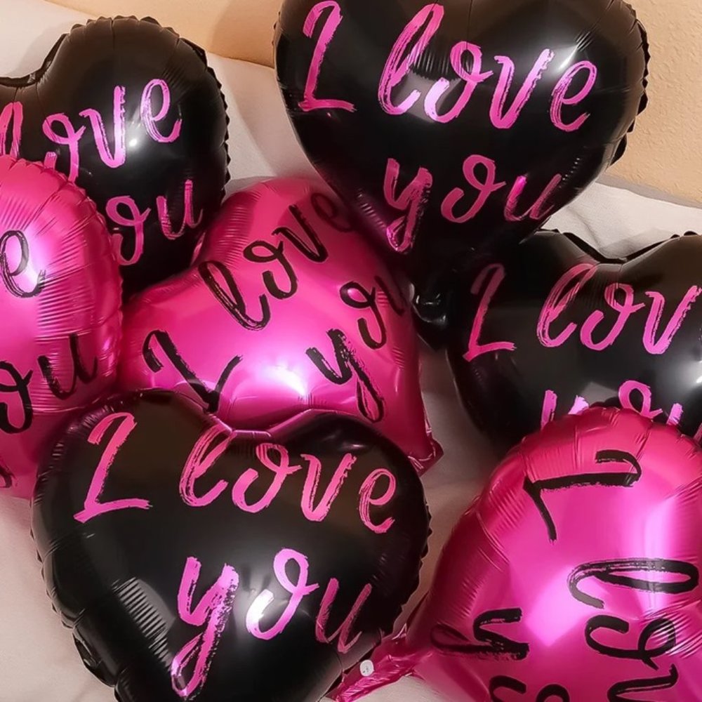 6PK New Cute I Love You Mama Doll 18"  Heart Balloons